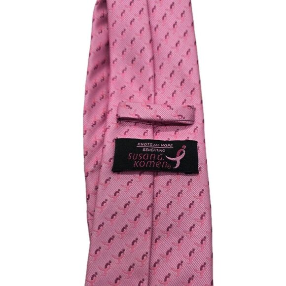 Susan G Komen KNOTS FOR HOPE Pink Ribbon All Over Print Men's Skinny Necktie Tie - Picture 4 of 6